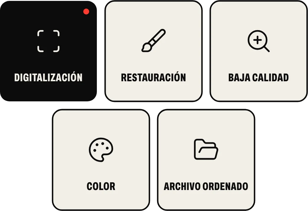 Qué hago con un archivo: digitalización, restauración, fotos de baja calidad ampliadas, color si se quiere y un archivo digital ordenado