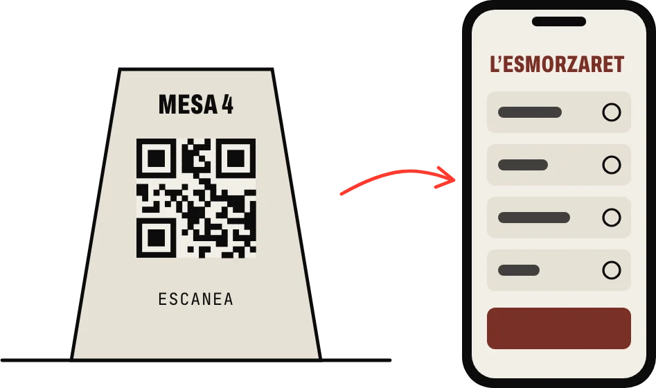 Un expositor con QR en la mesa abre la carta en el móvil