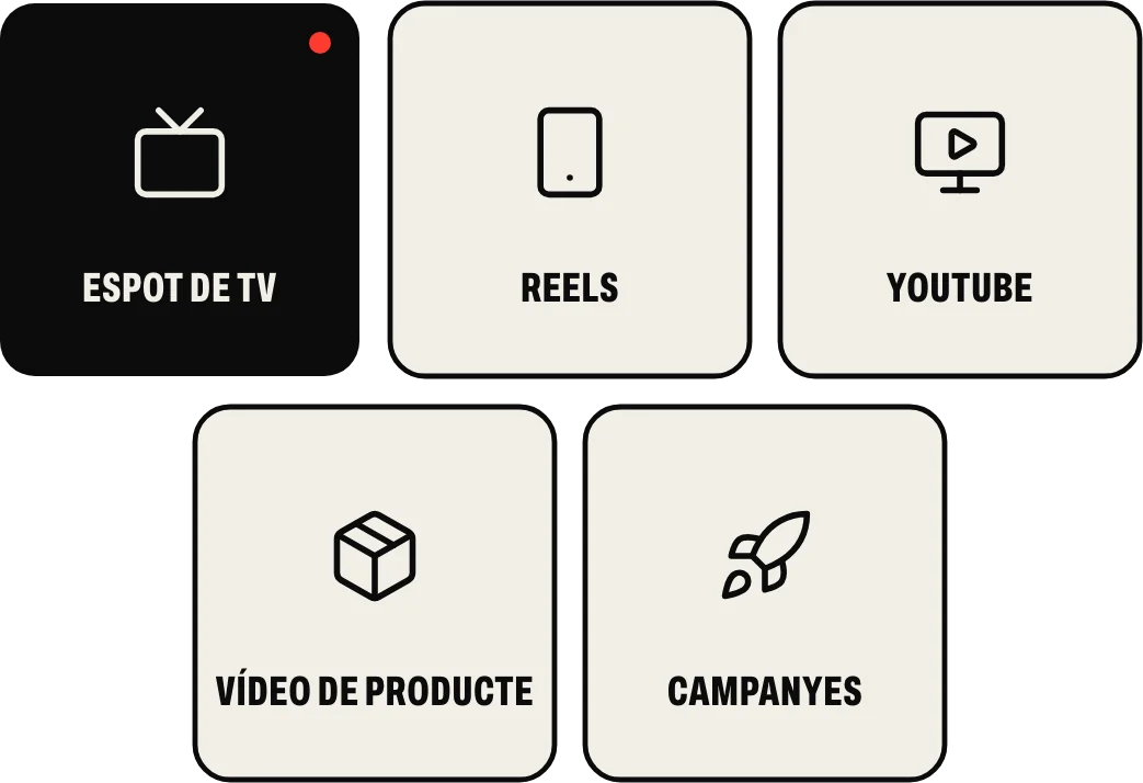 Què faig: espots de televisió, reels per a xarxes, anuncis de YouTube, vídeo de producte i campanyes amb les seues versions